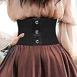 JASGOOD Women Elastic Lace-up Corset Belt Tied Waspie Wide Belts Costume Stretch Waist Belt for Halloween, Black, M - Image 3