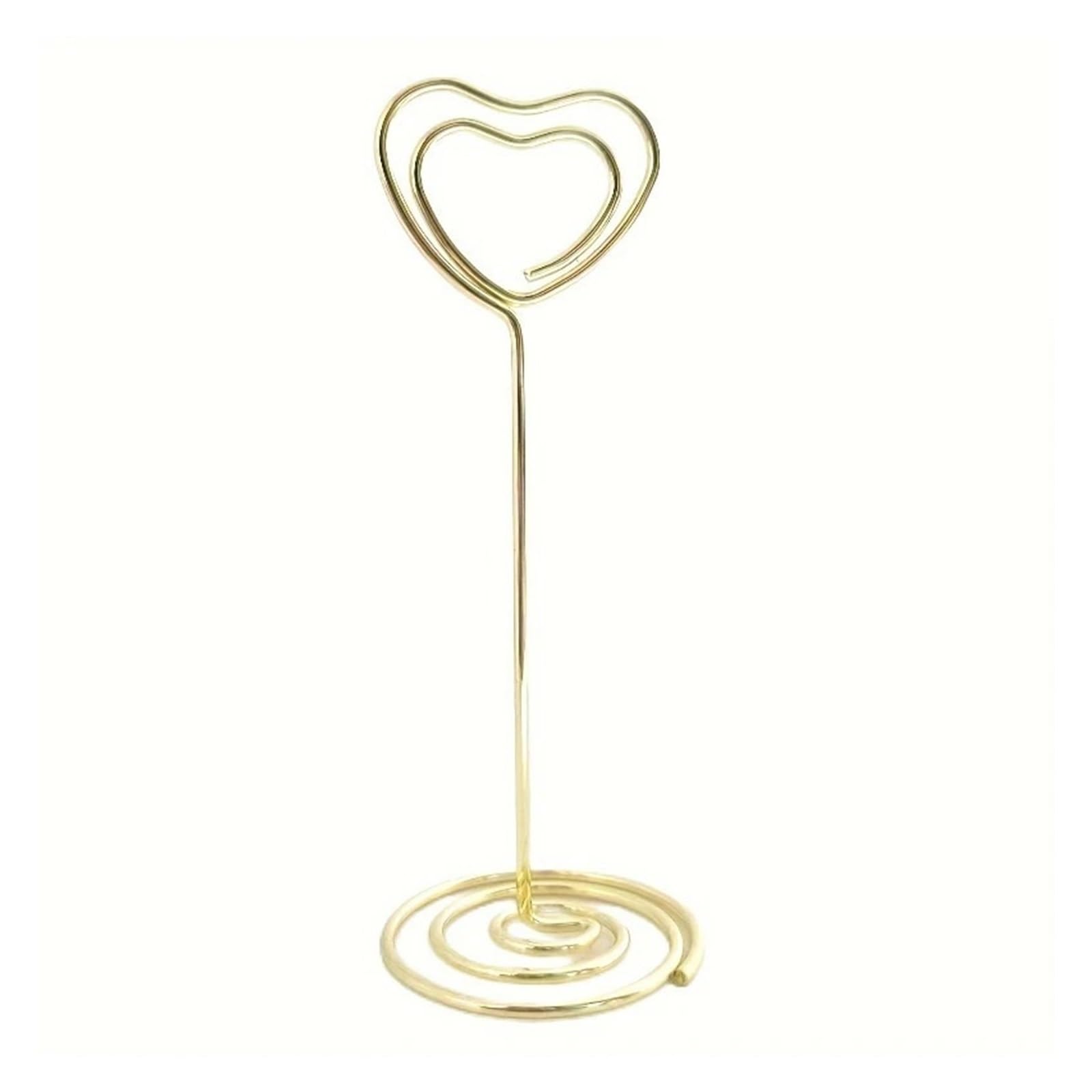 Lujauey Memo Clip Holder 20Pcs Heart Table Number Holder Wedding Name Card Clips Picture Memo Note Photo Stand for Wedding Party Office Memo(Golden)