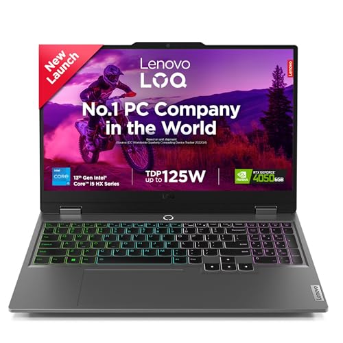 Lenovo LOQ 2024, Intel Core i5-13450HX, 13th Gen, NVIDIA RTX 4050-6GB, 16GB RAM, 512GB SSD, FHD 144Hz, 15.6"/39.6cm, Windows 11, Office Home 2024, Grey, 2.4Kg, 83DV018JIN, 1Yr ADP Free Gaming Laptop view 1