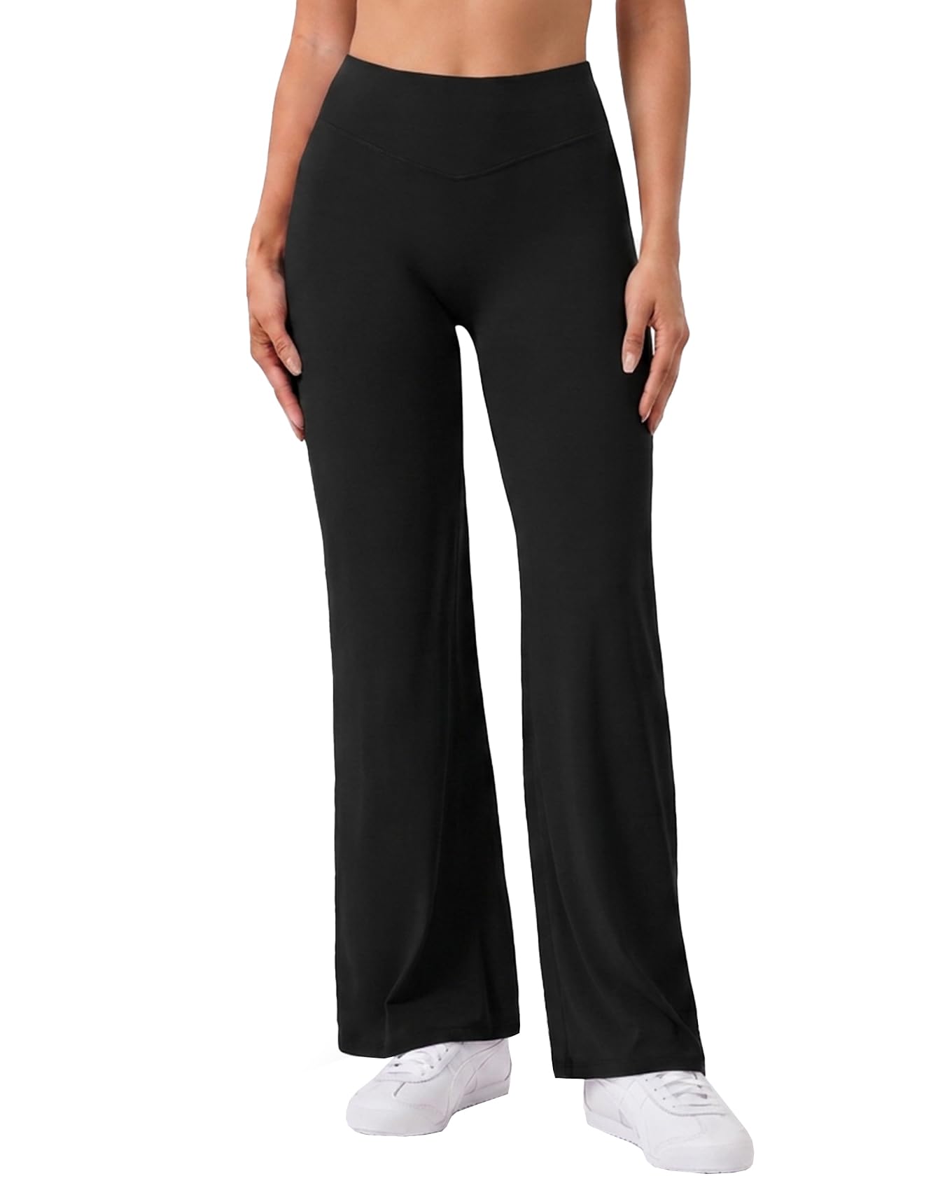 Fisoew Damen Flared Yogahose Hohe Taille Leggings Bootcut Sporthose Fitness Gym Schlaghose