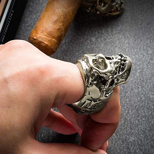 Skull Cigar Holder Stand, Skull Cigar Rings for Men, Smoking Accessories Cigar Tray Retro Skull Ring Cigar Accessories Home Desk Decoration (Silver) - Thumbnail 5