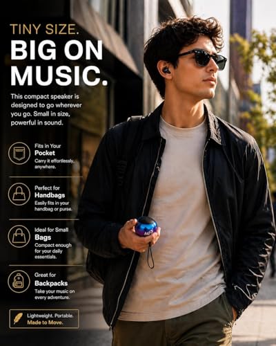 Image of Mini Bluetooth Speaker 3W Portable Wireless Speaker with Deep Bass, Bluetooth 5.2, Built-in Mic, Pocket Size Sound Box, 2 Hours Playtime, Ultra Compact (Aurora Blue)