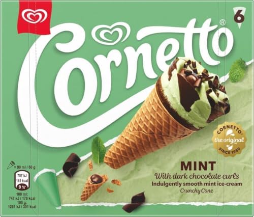 Cornetto Mint Ice Cream Cones 6 x 90ml