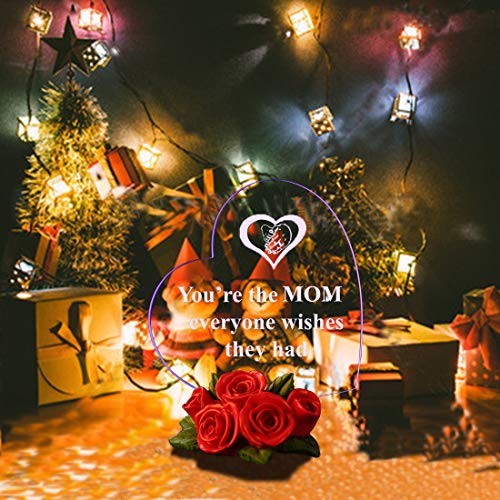 Heart Shaped LED Light on Rose Base Mother Gifts You’re The MOM Everyone Wishes They had