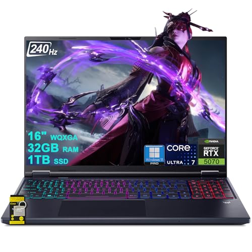 Image of acer Predator Helios Neo 16 AI Gaming Laptop 16 inch 2560x1600 IPS 240Hz (100% DCI-P3) Intel 24-core Ultra 7 255HX 32GB RAM 1TB SSD GeForce RTX 5070 GDDR7 DLSS4 (Up to 798 AI Tops) Win11Pro ICP Hub