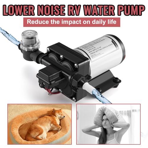Image of CHANGE MOORE RV Fresh Water Pump 12V DC: Four Chamber Diaphragm Water Pump with Heavy Duty Pressure Switch and Filter for RV Marine Boat Caravan