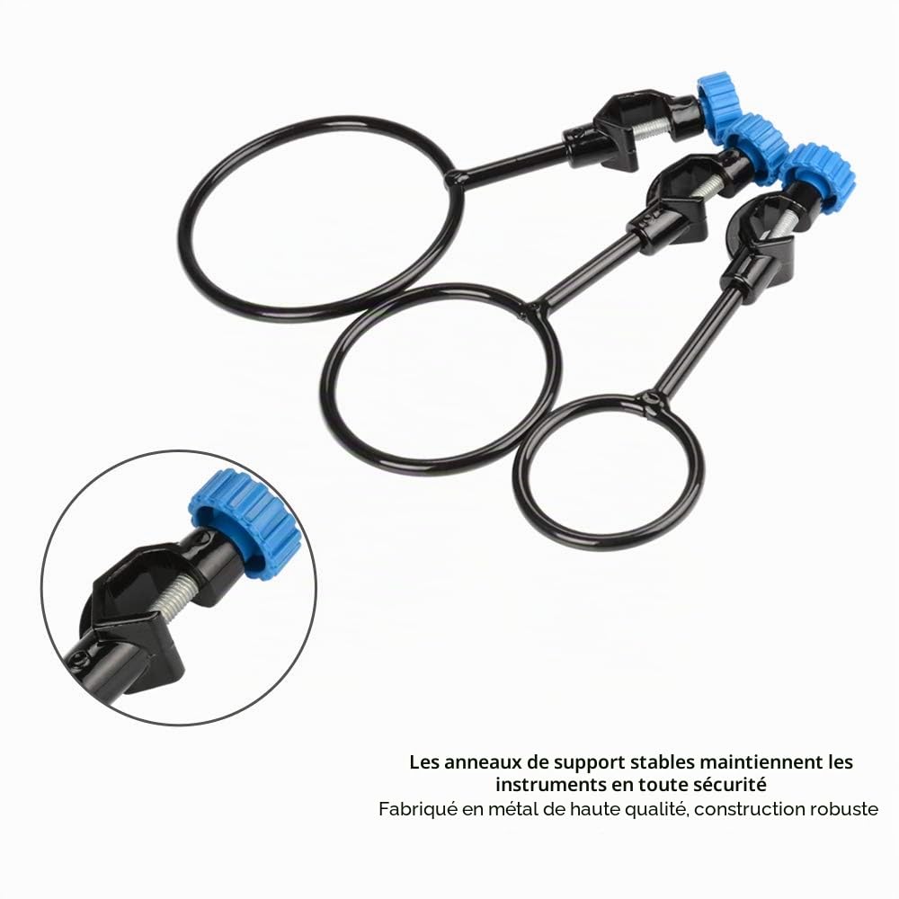 stonylab 3 Pièces Anneau de Support de Laboratoire en Fer avec Tête de Chef en Diamètre 60mm, 80mm, 100mm pour Expériences de Laboratoire, Robuste et Résistant à la Corrosion, Lab Support Ring