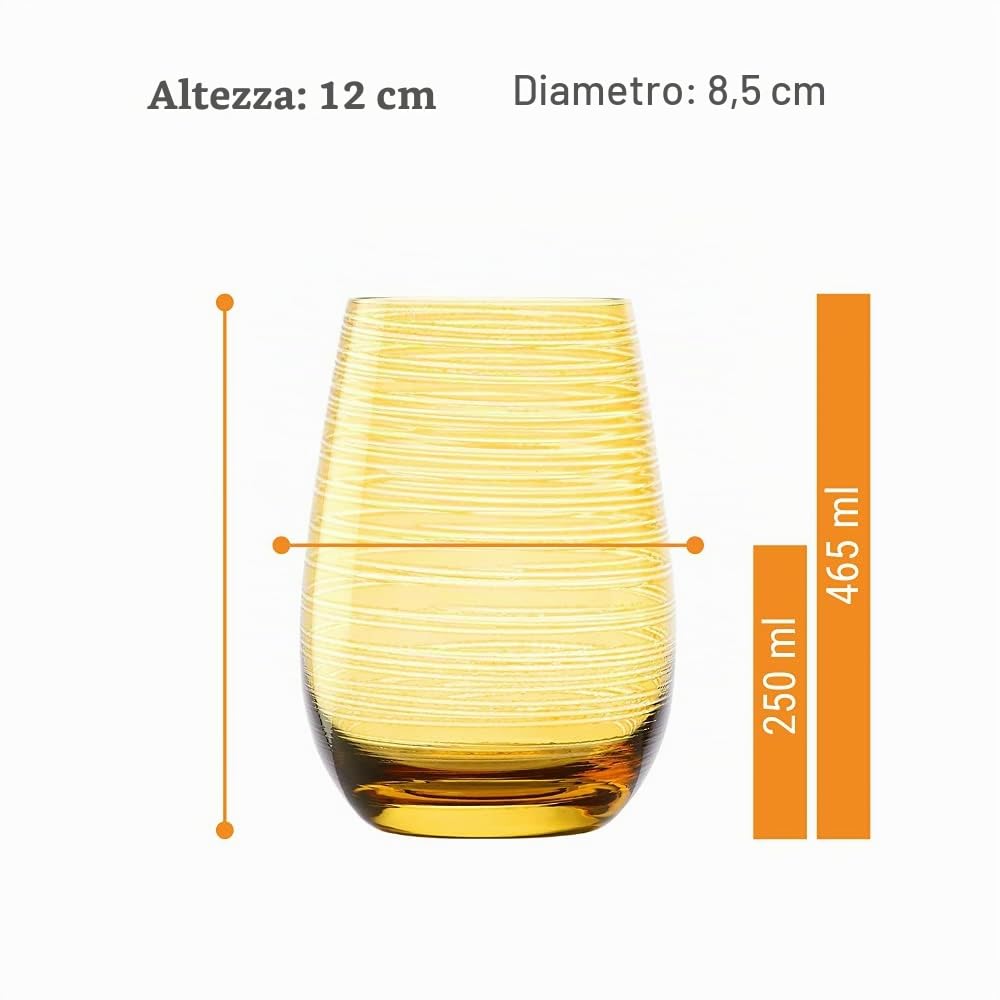 Stölzle Lausitz Bicchieri Acqua Twister Ambra – Set 6 Bicchieri 465 ml in Cristallo Senza Piombo – Bicchieri Moderni per Acqua Succo e Cocktail – Resistenti agli Urti e Lavabili in Lavastoviglie