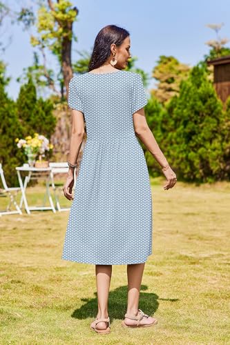 Image of Zeagoo Womens Summer Dresses Casual Aline Midi Dress Short Sleeve Floral Tshirt Dress Flowy Beach Sundresses with Pockets