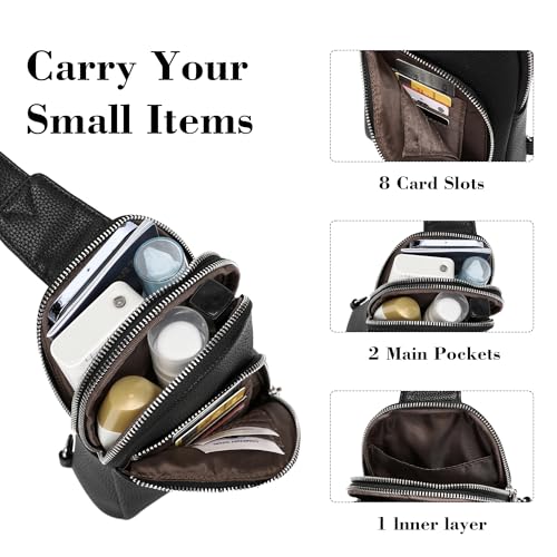 Image of INICAT Travel Sling Bag, Anti Theft Crossbody Bag for Women | RFID Blocking, 8 Card Slots, Back Zippered Pocket, Metal Zippers,Switchable Strap