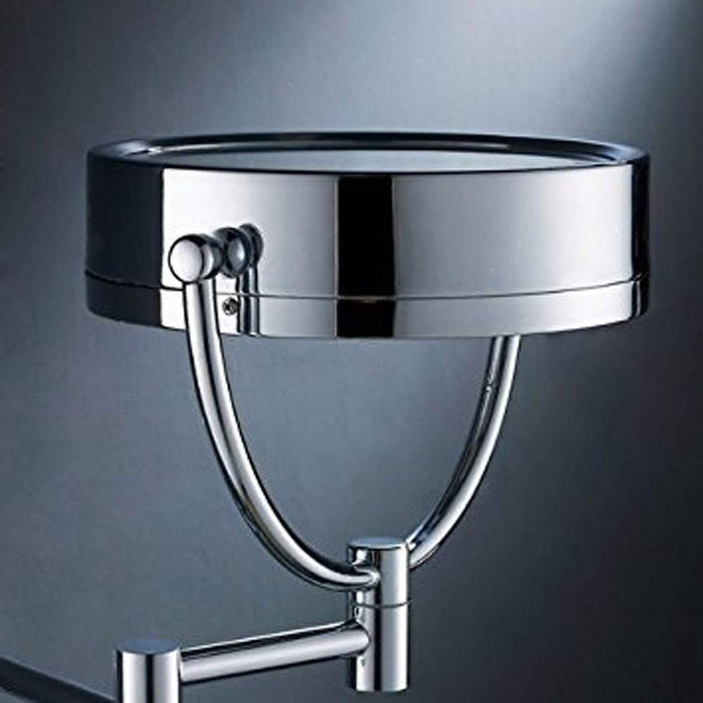 Espejo de baño de 8,5'' montado en la pared, espejo de maquillaje con iluminación LED, aumento de 10X, dos superficies giratorias, redondo, extensible y acabado cromado, espejos de afeitar c