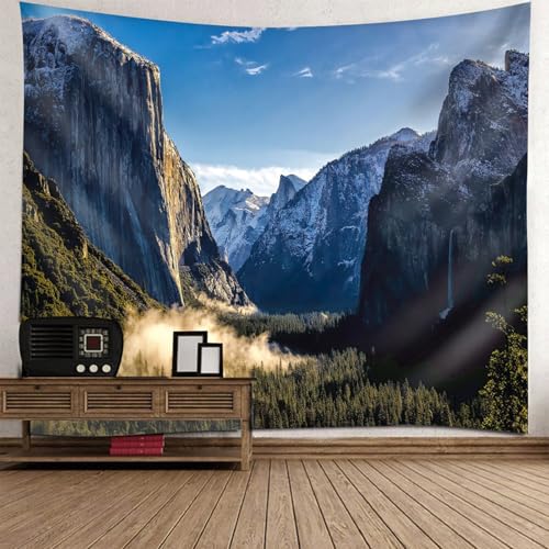 Tapisserie paysage montagnes et forêt 130x150cm decoration murale nature pour salon