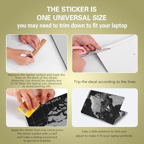 icolor Laptop Skin Aufkleber Folie Cover Vinyl Aufkleber für 13\ 13,3\ 14\ 15\ 15,4\ 15,6 Zoll Notebook Schutzfolien Laptop Selbstklebend Kunst Dekorative Schutzhülle (Weltkarte)