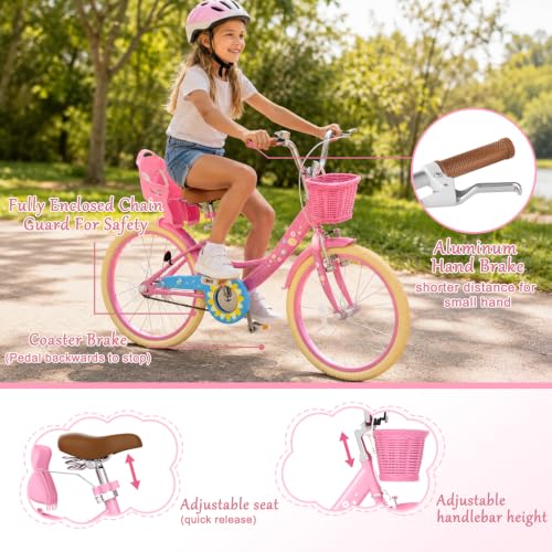 Image of Glaf Toddler Girls Bike for Age 2-9 Years 12 14 16 20 Inch | Kids Toddler Bike,Girls Bicycle,Doll Seat, Basket, Adjustable Seat, Bell,