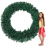Hotop 60 Inch Artificial Christmas Wreath Large Unlit Faux Fir Green Christmas Wreath Greenery Artificial Norwood Wreath for Seasonal Home Outdoor Indoor Front Door Farmhouse Decoration (Green)