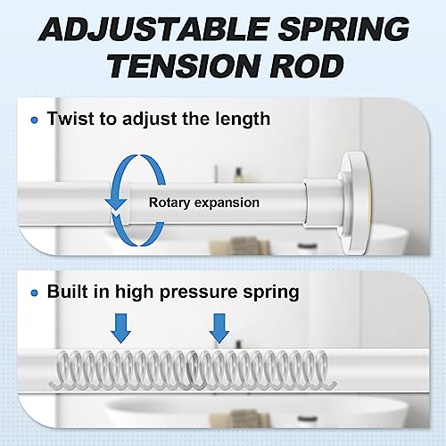 Image of CorkLatta White Shower Curtain Rod 31 to 92 Inch,1 Inch Diameter Adjustable Spring Tension Stainless Steel Telescoping Rod,Easy Install,No Rust