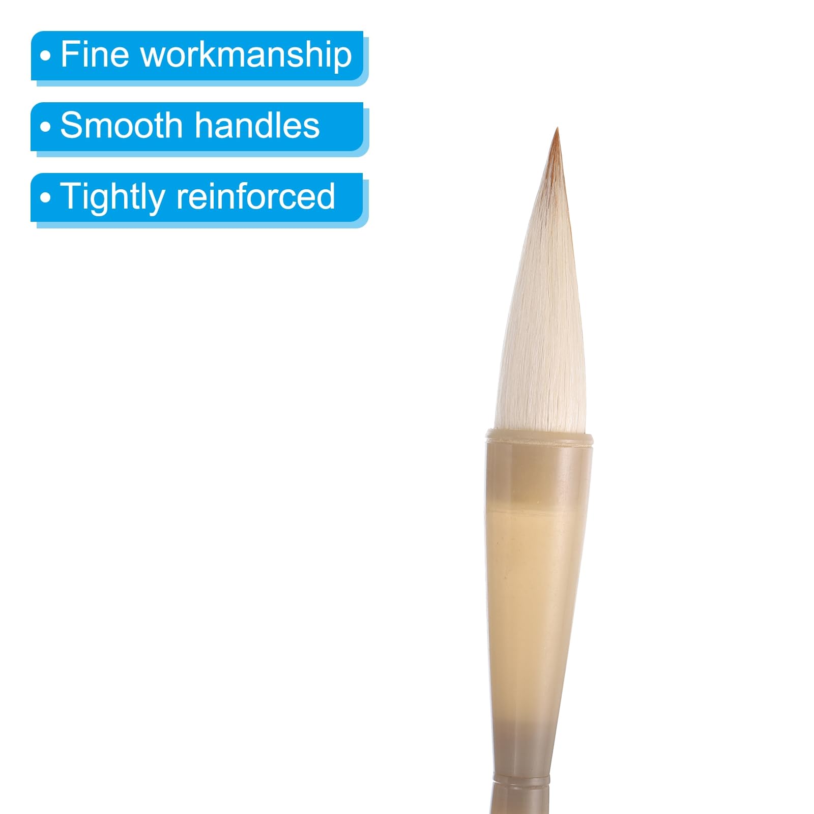 PATIKIL Pennello Per Calligrafia Cinese – Punta In Lana Nera 7,5 Cm – Asta 16 Cm – Per Acquerello, Inchiostro, Pittura – Materiale Artistico Tradizionale