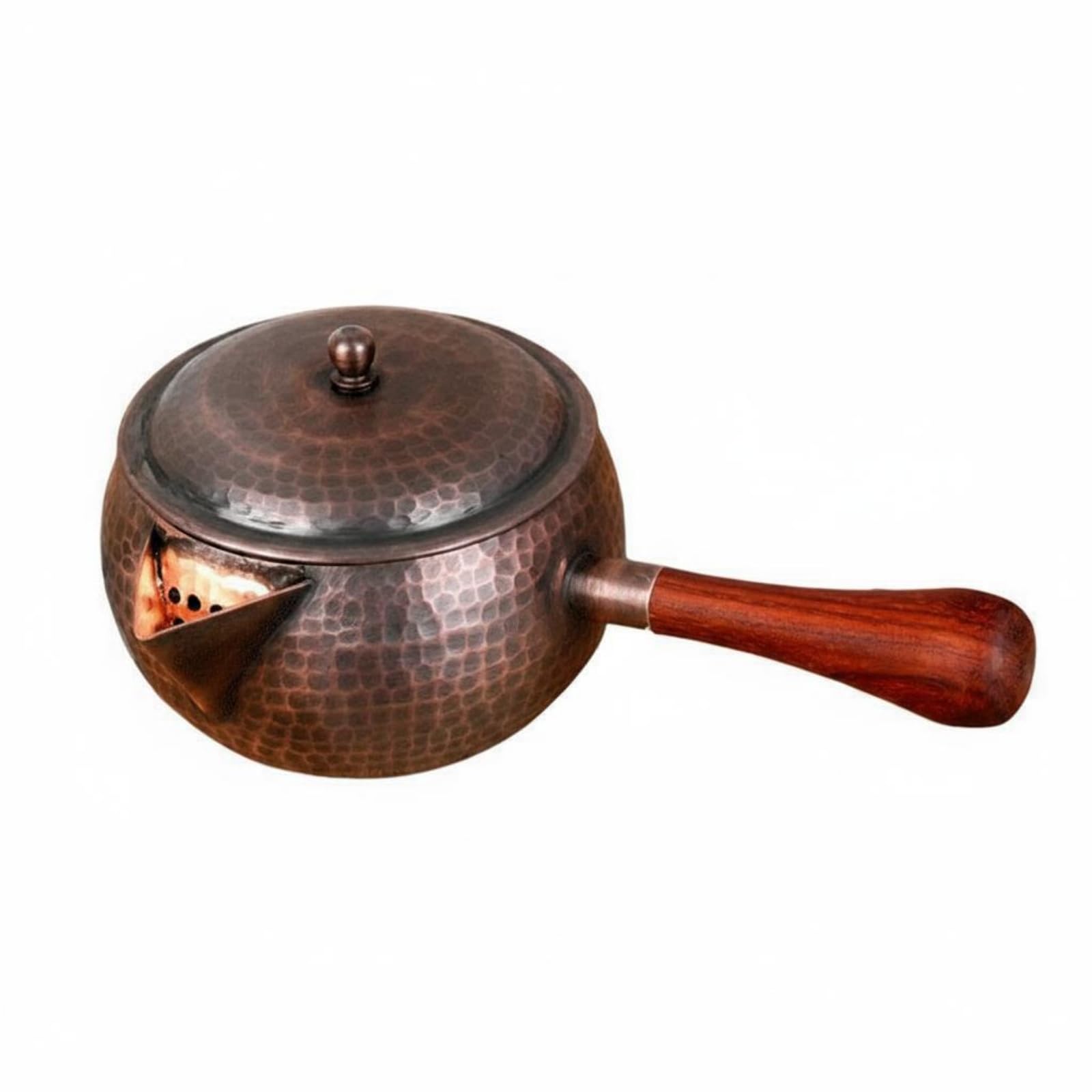 harayaa Tetera de Cobre Martillado Tetera Hervidor Jarro con Tapa y Diseño Artesanal para Cocción y Servicio Apta para Hervir Agua Infusiones y Bebidas Uso en, Grande, Boca Puntiaguda, Con Tapa