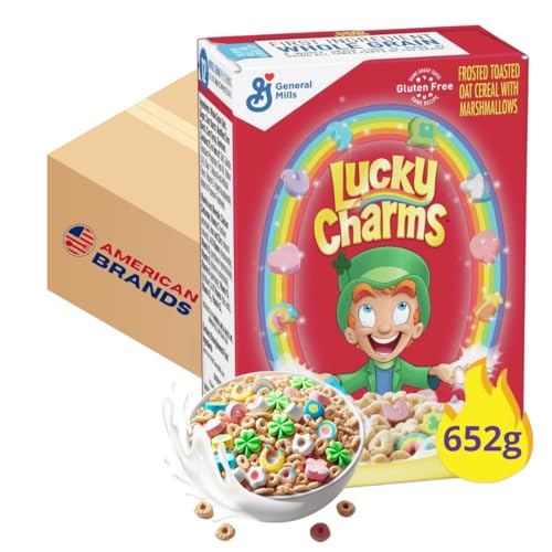 Lucky Charms 652g - Marshmallow Breakfast Cerealien AmericanBrands - Frühstückszerealien Bunte Marshmallows Süßes Frühstück Kinder Müsli - Frühstücks-Cerealien Breakfast