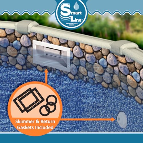 Smartline 21 ft Round Swimming Pool Liner | Seaside Lagoon | Overlap Style | 54 Inch Wall Height | 25 Gauge Heavy Duty Virgin Vinyl | Designed for Steel Sided Above Ground Pools