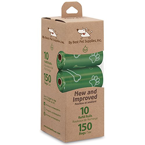 Image of Best Pet Supplies Dog Poop Bags, Rip-Resistant and Doggie Waste Bag Refills with d2w Controlled-Life Plastic Technology - Pack of 150, Green (Unscented)