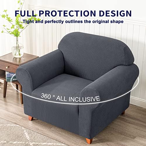 subrtex 1-Piece Stretch Sofa Cover Spandex Jacquard Fabric Slipcovers for Couch, Sofa Armchair Anti-Slip Furniture Protector (Chair, Grey)
