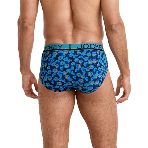 Jockey Men's Underwear True Style Brief - 3 Pack, Blooming Floral/Ocean Surf/Mystery Stripe, 2XL3