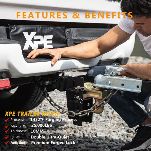 Xpe Trailer Hitch,6 Inch Adjustable Drop Hitch,Fits 2 Inch Receiver, 25,000 Lbs Gtw - Tow Hitch For Heavy Duty Truck, Manic Beast, Solid Truck Hitch,Ultra Silent Adjustable Trailer Hitch X-652006 #TOP3