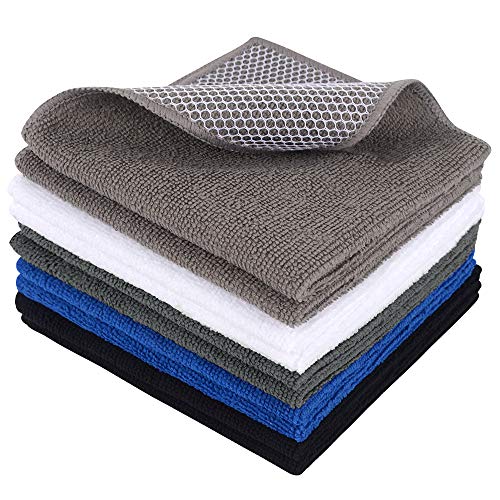Sinland Microfiber Dish Cloth For Wshing Dishes Dish Washing Rags Best Kitchen Washcloth Cleaning Cloths Poly Scour Side 12Inchx12Inch 5 Color Assorted 10 Pack #TOP11
