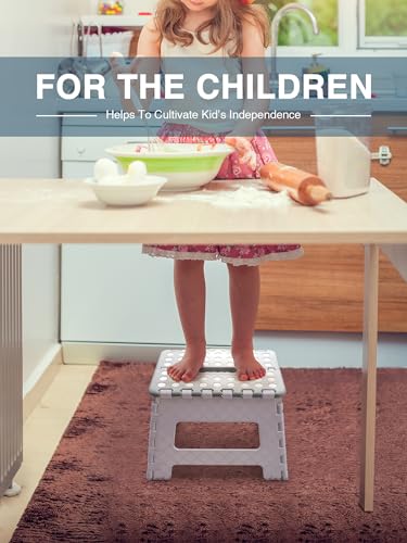 Miniatura 6 de House Day 22cm Taburete Plegable Para Niños - Caminar Pie Niño Plegable Taburete De Plástico Silla Plegable Taburete Plegable Taburete Taburete Paso, Taburete Para Niños Gris Y Blanco