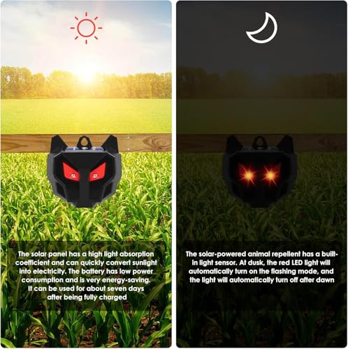 4 Pack Solar Nocturnal Animal Repeller Outdoor,Coyote Deterrent,Deer Repellent Devices,Predator Eyes Animal Deterrent Effective Guard Red Predator Lights for Chicken Coop Raccoon Skunk Fox Yard Farm