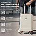 LUGG - Jetset 40cm Suitcase - 40x30x20cm- Ryanair Compatible - Underseat Size - Hard Shell ABS - Spinner & Removable Wheels - Lightweight Travel Luggage- Cream/Brown