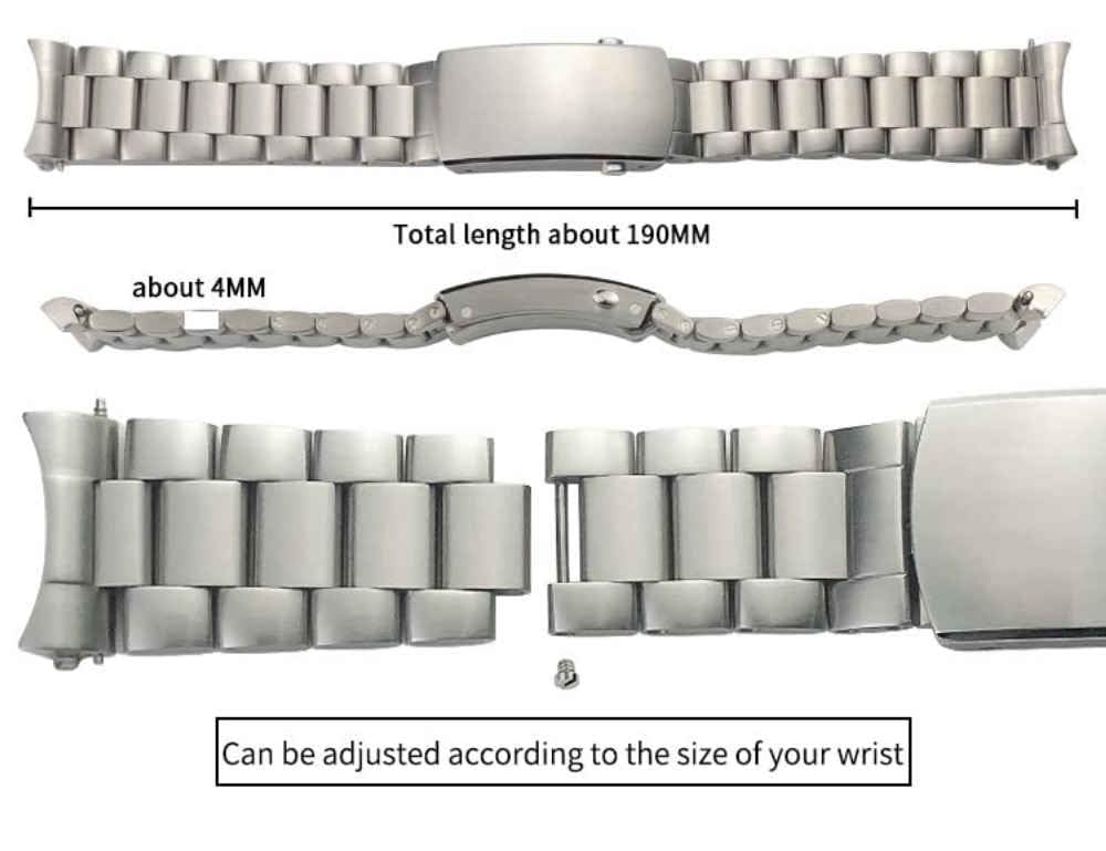 Cinturini per Orologi in Acciaio Inossidabile 904l da 21 mm Adatti per Cinturino da Uomo in Argento Massiccio 600 GMT
