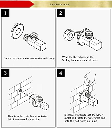 Miniatura 6 de HONGBEC Válvula de parada angular moderna de latón macizo con cierre de cuarto de vuelta, ducha de baño de agua, válvula de cierre para rociador de