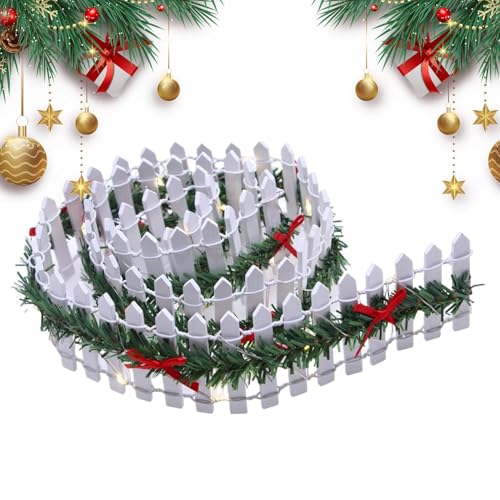 Husoiuy Clôture Miniature En Bois | Clôture Décorative | Accessoires De Jardin Féérique En Bois Avec Éclairage LED - Décoration De Fête Pour Village De Noël 90 Cm
