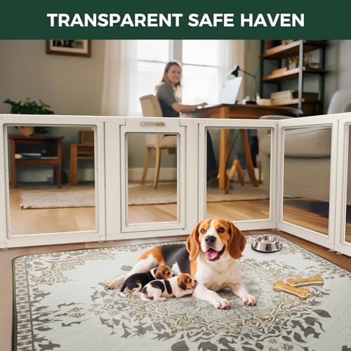 Image of FXW AuraSpace Acrylic Indoor Dog Playpen for Medium Dogs, 35 Inch 6 Panels, White