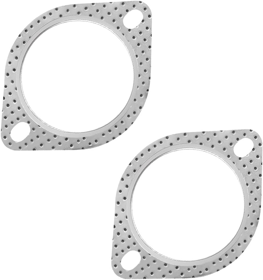 2PCS Car Exhaust Gasket, 2-Bolt 2.5 Inch Vehicle Ultra Seal Exhaust Flange Standard Gasket, Reinforced High Temperature Automotive Shim, Universal for SUV Sedan Truck