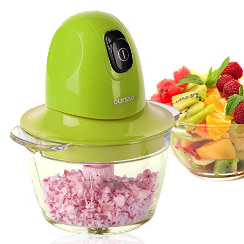 Oursson Hachoir, 4 Lames en Acier Inoxydable, Bol en verre, volume 800 ml, 300 Watts, Vert, CH3010/GA Cover