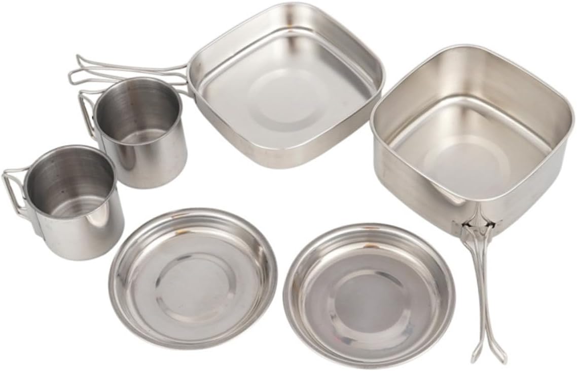 Compact Stainless Steel Camping Cookware Set for Outdoor Cooking