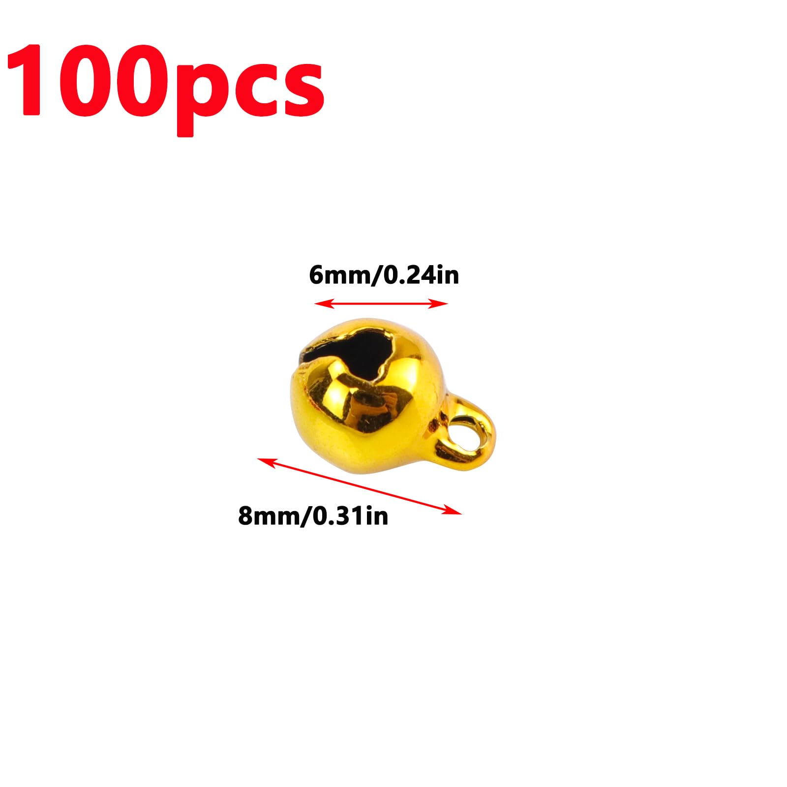 Antrader Mini Jingle Bells for Crafts 1/4 Inch 6mm,100Pcs Colorful Craft Bells Jingle Bells for Crafting Metal Craft Bells Bulk DIY Bells Small Bells for Christmas Festival Decoration