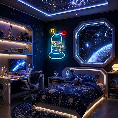 Image of Robot Neon Signs for Wall Decor LED Sign Neon Lights Game Room Decor