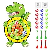 Dinosaurio Diana Velcro 24 Pcs Jdiana Dardos Velcro Niños Grande Plegable Jdiana Juego De Tablero Colgante Regalos Niños Tablero De Dardos Kit con Ganchos Bolas De Velcro Juguetes De Proyección