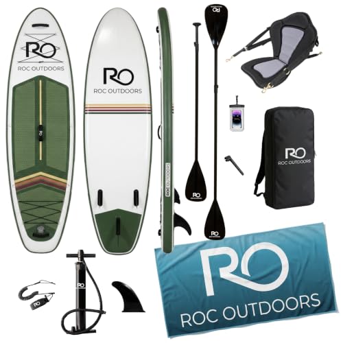 Image of Roc Inflatable Stand Up Paddle Board 10' 6 inch with Premium SUP Paddle Board Accessories, Wide Stable Design, Non-Slip Comfort Deck for Youth & Adults