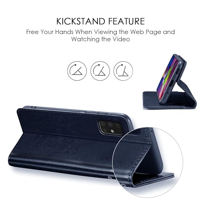 Image of JACKRO VIVO Y30 /1938 Blue Color Leather Finish Flip Case Cover - TPU Inside with Card Pockets | Wallet Stand | Magnetic Closure | Flip Cover