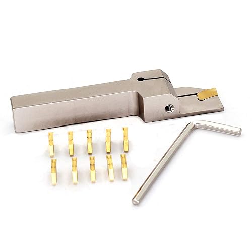 Miniatura 6 de OSCARBIDE 3/8"x1/2" Heavy Duty Nickel Plated QA06R-20J - Mano derecha - Torno indexable Ranurado titular con 10 piezas de insertos de carburo GTN-2