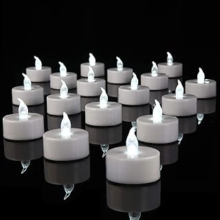 YIWER 50pcs Flameless Tea Lights Candles Realistic LED Flickering Operated Pumkin LED TeaLights Candles Long Lasting Electric Fake Candles Decoration for Party and Gifts Ideas