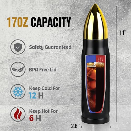 Limima Black and Gold American Flag Stainless Steel Tumbler – 17oz Tumbler – Patriotic, Fathers Day, 250th Anniversary USA, Birthday & Retirement Gifts for Veterans, Military, Police, Army, USA Pride by Limima - Image 2