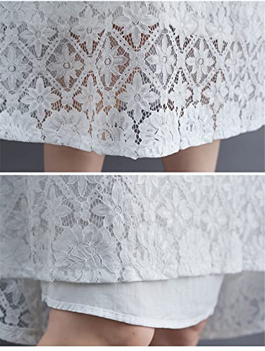 Robe d'été décontractée coréenne en dentelle fine et tissu blanc fluide M - 5