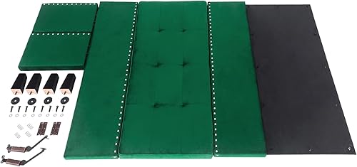 Miniatura 4 de Adeco Otomana rectangular de almacenamiento, banco de terciopelo copetudo en el extremo de la cama con remache, taburete reposapiés, mesa de café