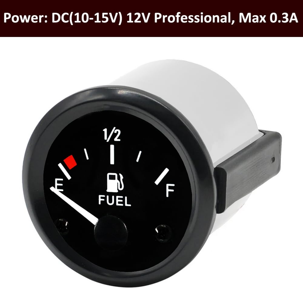 ETOPARS Voiture Jauge de Niveau de Carburant Moteur 2" 52mm Jauge D'essence Véhicule Niveau du Réservoir de Carburant Pointeur Manometre Blanc Lumière Indicateur Instruments